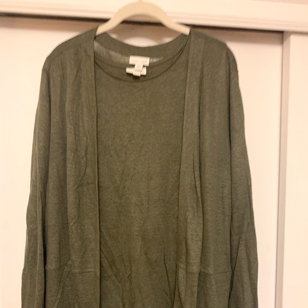J.Jill cardigan and shell set. Olive green. 1X
